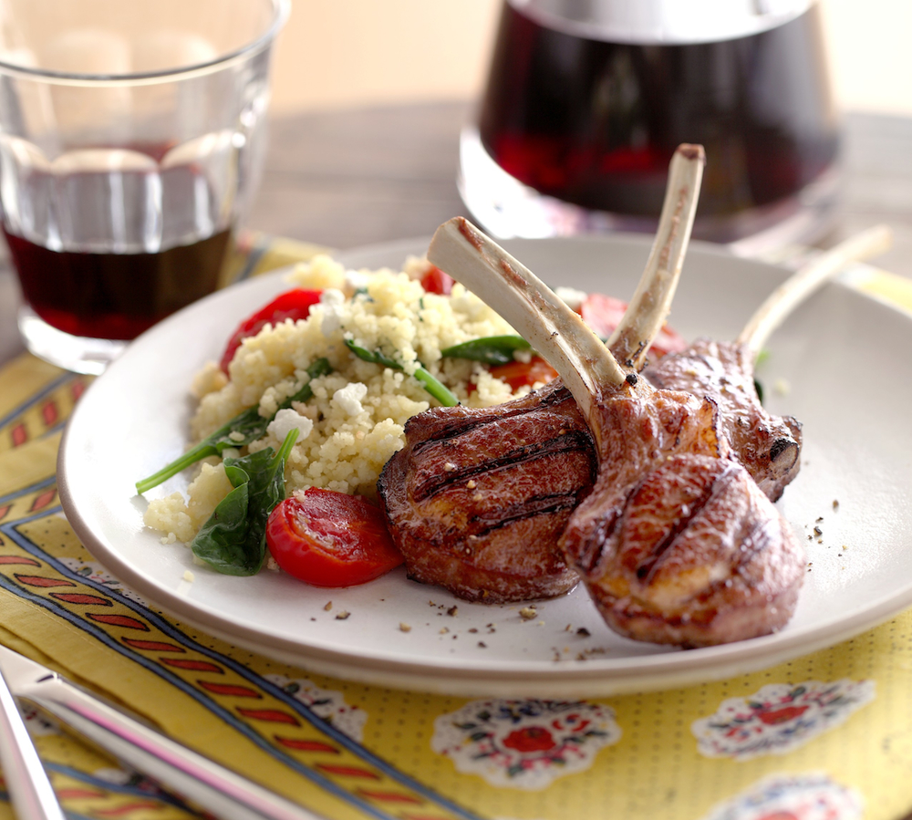 Lamb Chops with Spinach Tomato Couscous - Food Republic