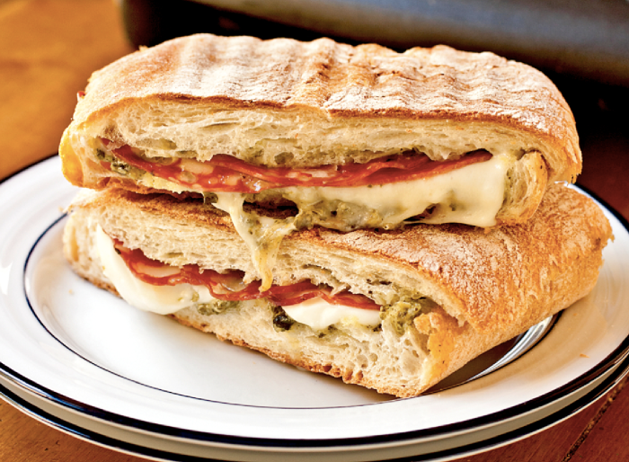 Soppressata Panini With Mozzarella And Pesto Recipe Food Republic