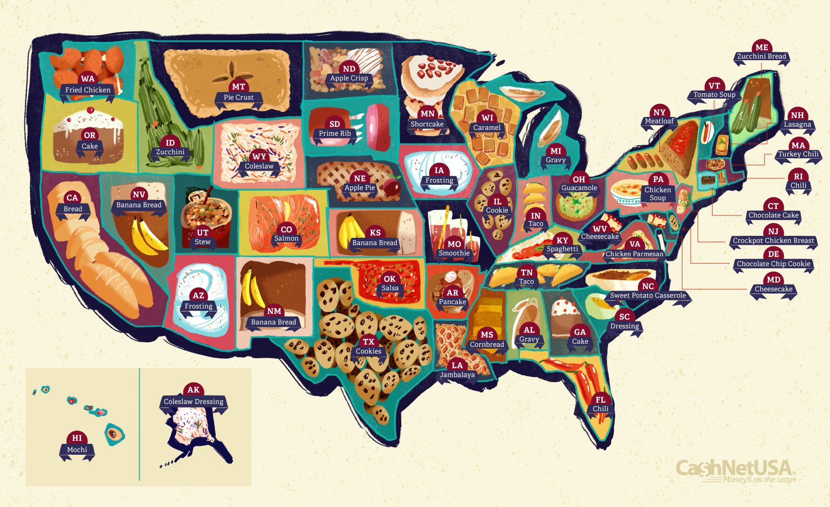 Illustrated: The Most Popular Recipes By State - Food Republic