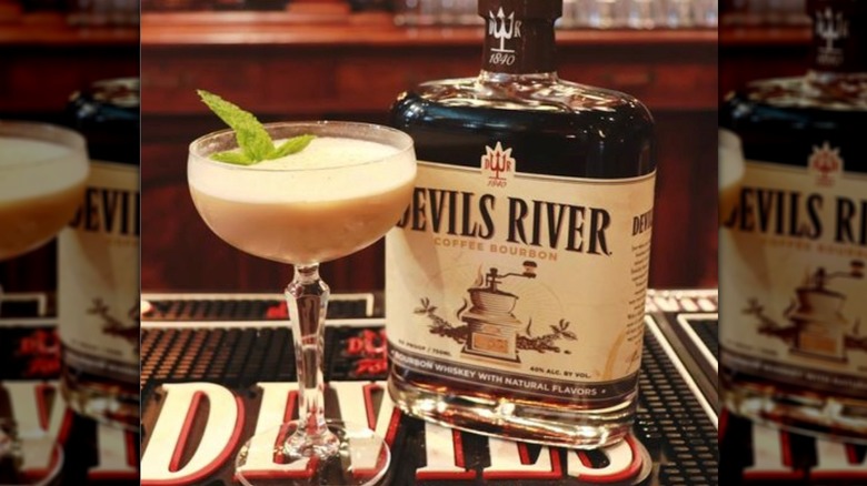 Devils River Coffee Bourbon next to a cocktail