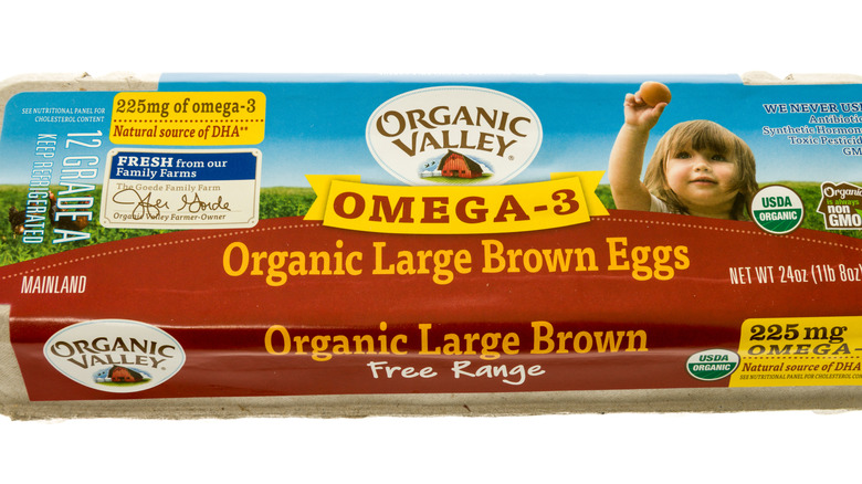 Carton of Organic Valley Omega-3 eggs