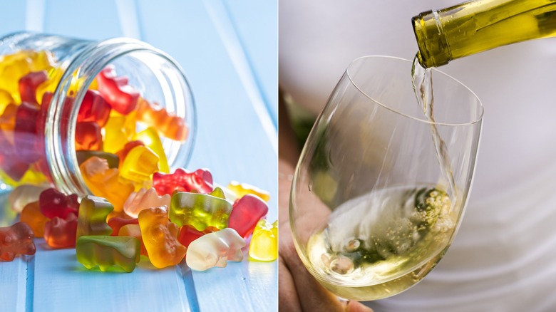 gummy bears candy and chardonnay wine