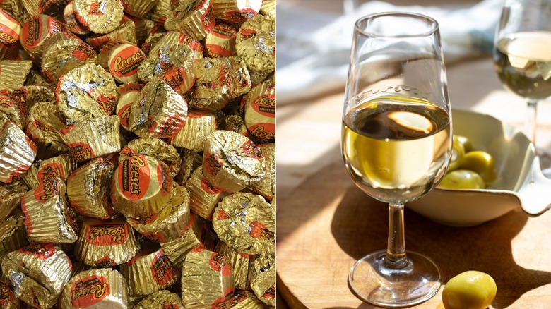 Reese's peanut butter cups and sherry wine