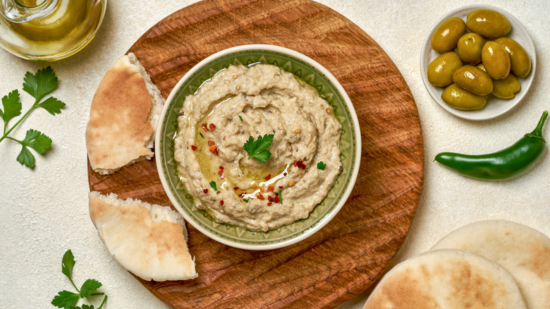 baba ghanoush in serving bowl