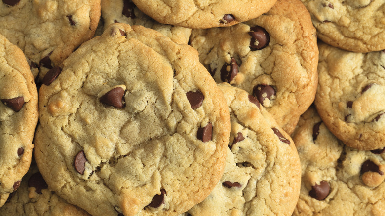 Closeup of chocolate chip cookies