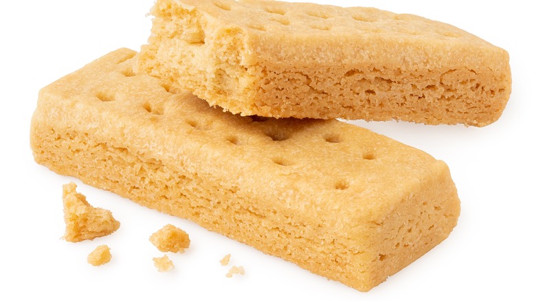 Closeup of two pieces of shortbread