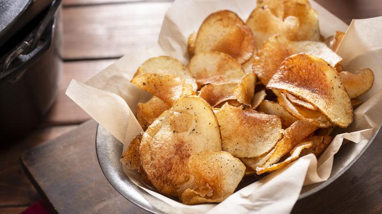 close-up of homemade potato chips