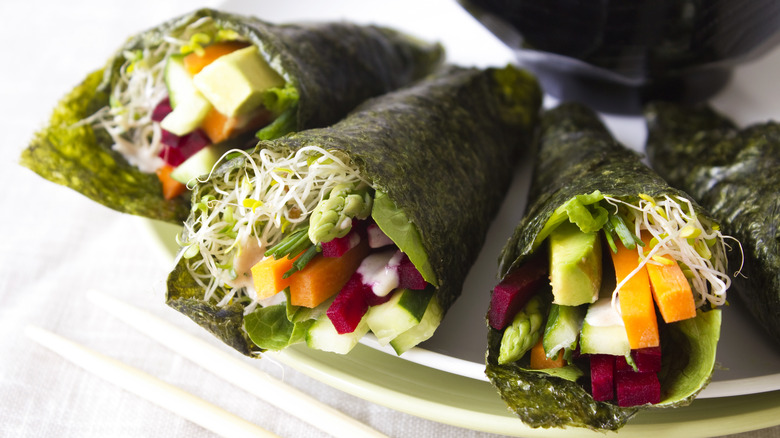vegan sushi hand rolls