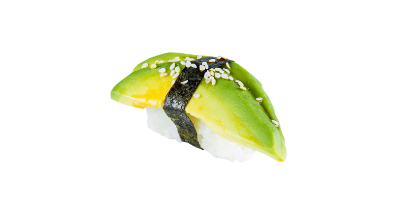 avocado nigiri roll with sesame seeds