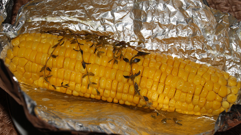 grilled corn in foil