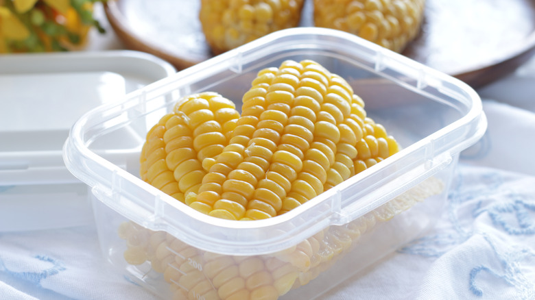 corn in plastic container 