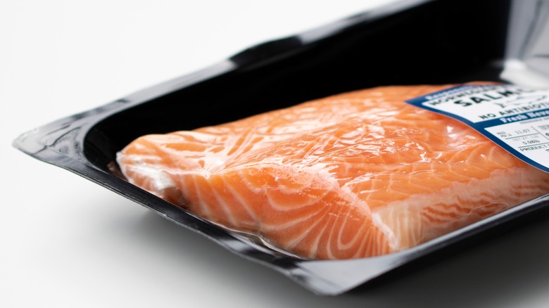 plastic packaged salmon