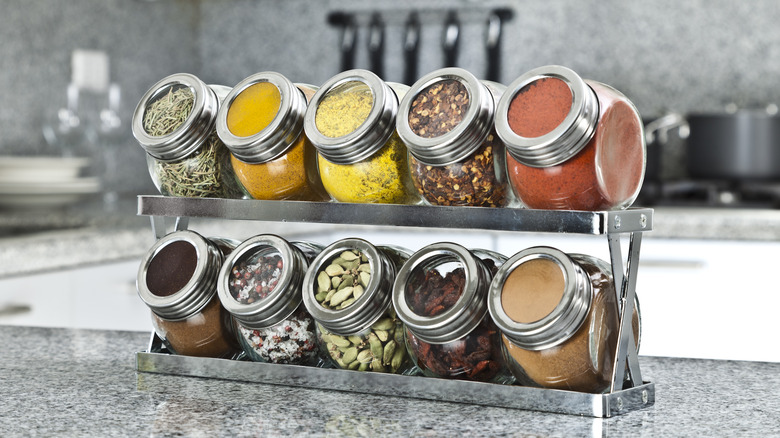 spice rack on counter
