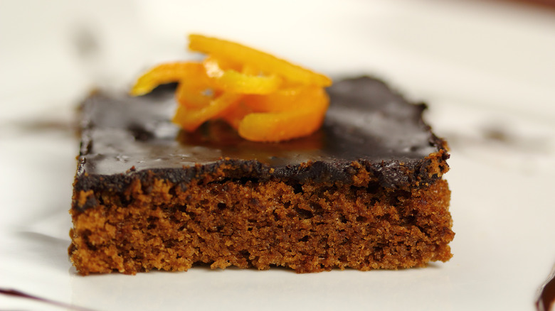 brownie topped with candied orange zest