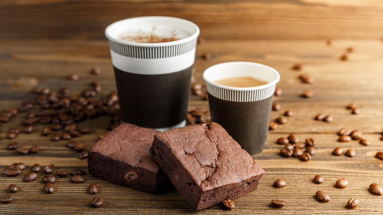 brownies with cups of espresso