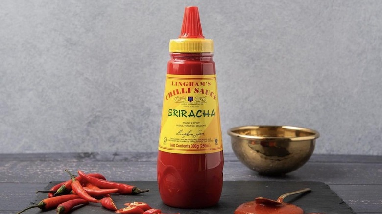 Lingham's Sriracha Hot Sauce on slate tray