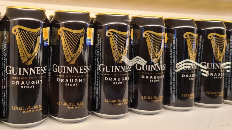 Cans of Guinness on shelf