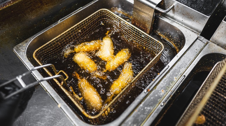 restaurant deep fryer with food