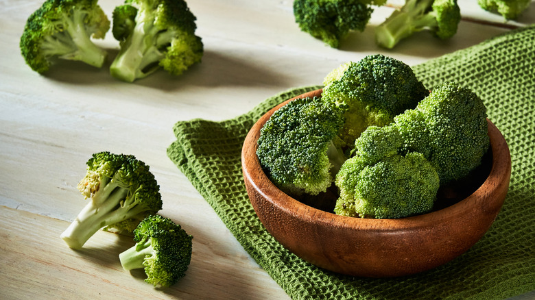 Broccoli in a bowl on the table