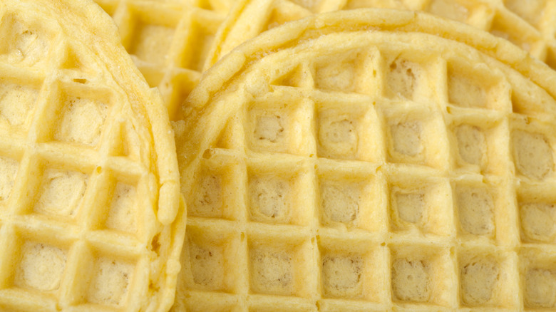 closeup of frozen waffles