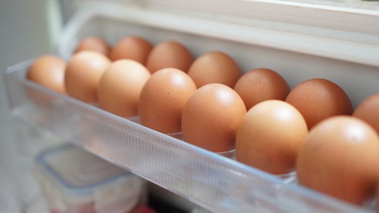 Eggs in fridge door