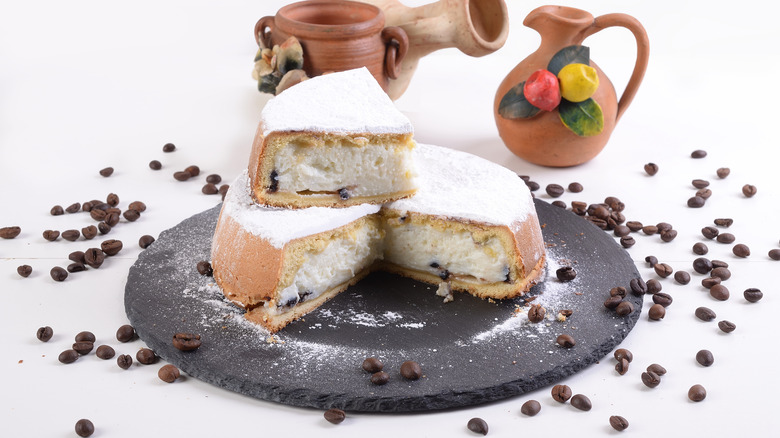Cannoli Cake on platter