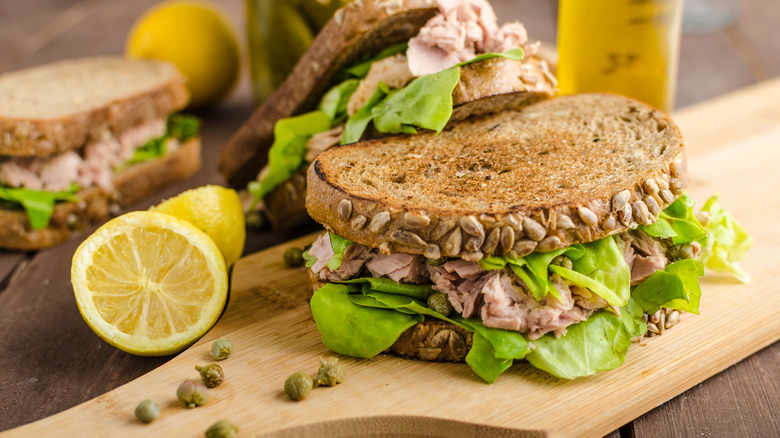 tuna sandwich with mustard and capers