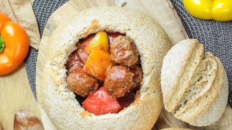 meatballs in a bread bowl