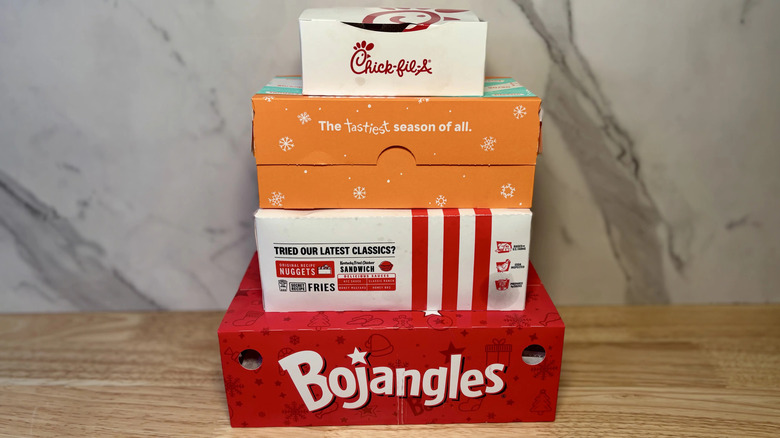 Chicken tender boxes stackes