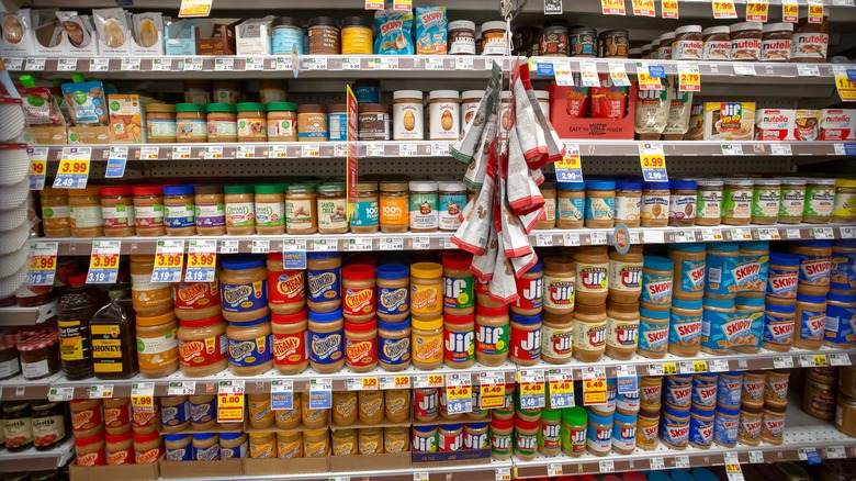 Grocery store peanut butter shelves