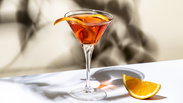 Martinez cocktail with orange slice
