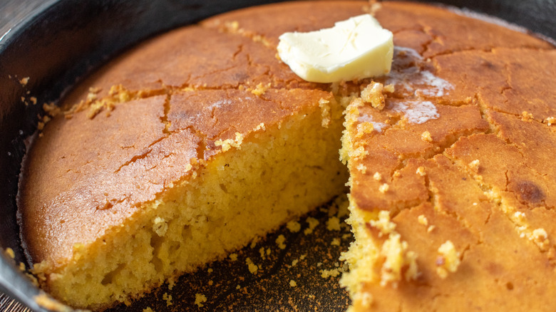 cast-iron cornbread with butter