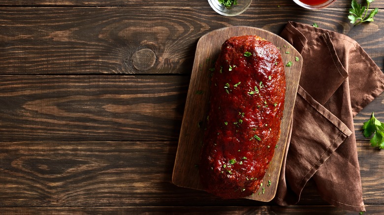 meatloaf resting on a cutting board