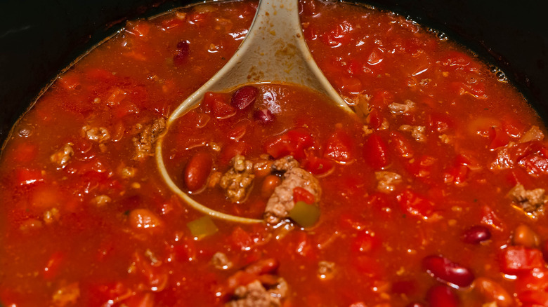 stirring chili pot