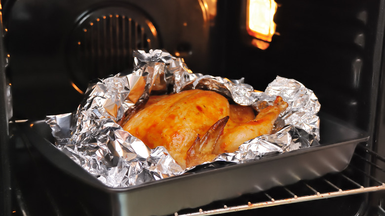 Turkey covered with foil