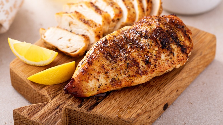 Whole and sliced chicken breast