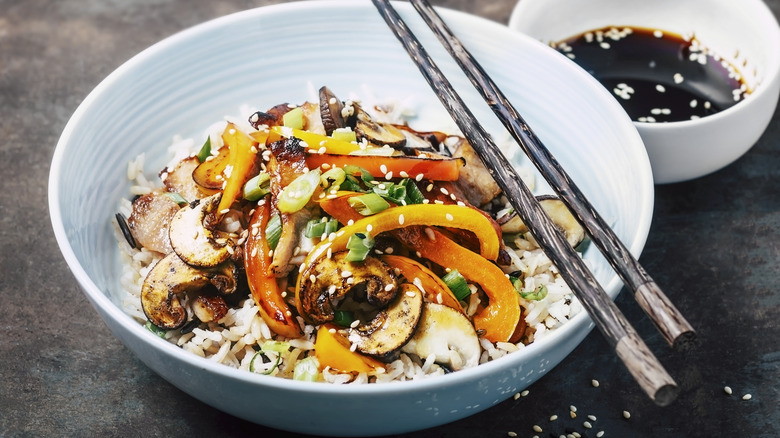 Stir-fried rice and veggies