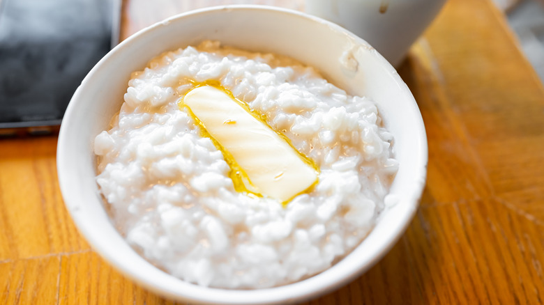 Bowl of rice with butter