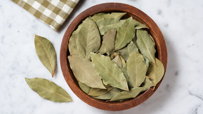 Bowl of bay leaves