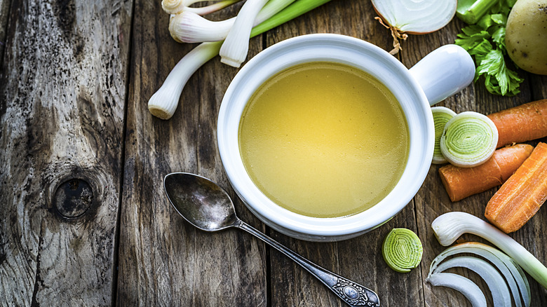 Bowl of vegetable stock