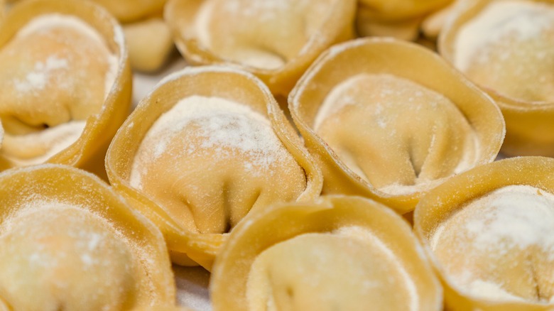 fresh cappelletti dusted with flour