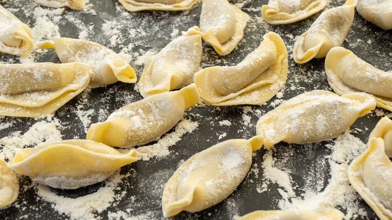 Fresh uncooked casoncelli pasta