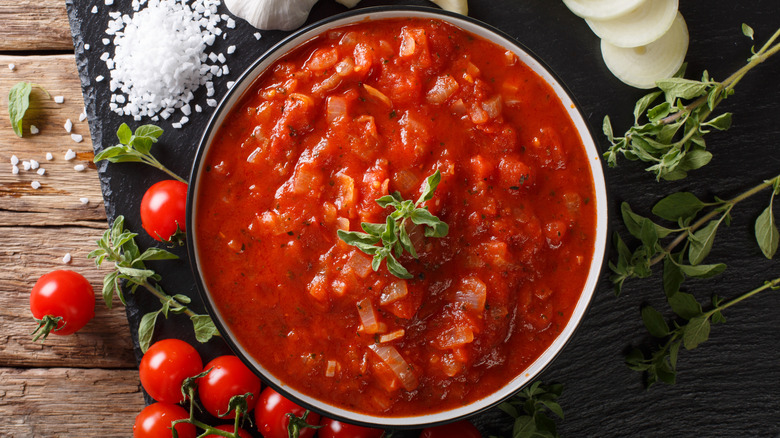 thick tomato sauce in bowl