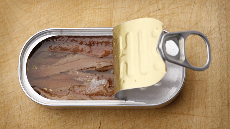 anchovies in an open tin
