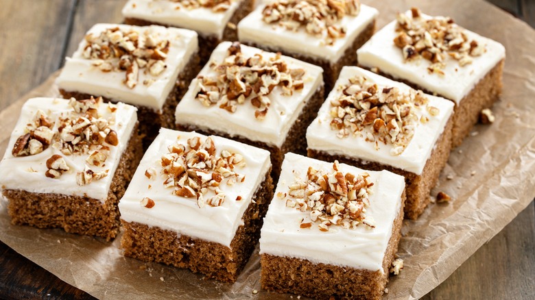 frosted carrot cake with nuts