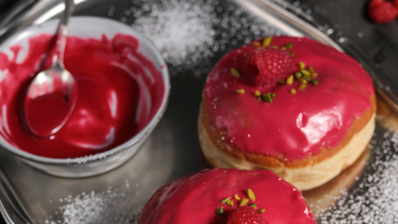 donuts with raspberry frosting