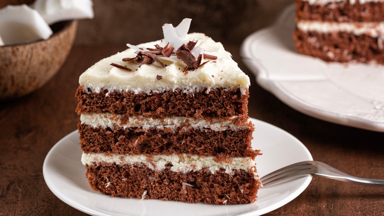 chocolate cake with coconut frosting