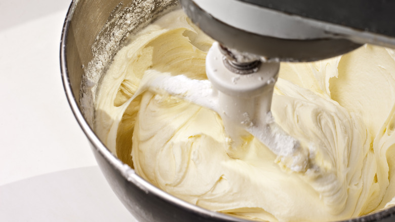 frosting in mixer bowl