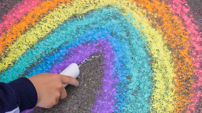 child using sidewalk chalk