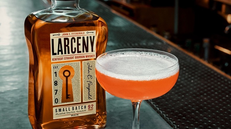 larceny whisky bottle and cocktail